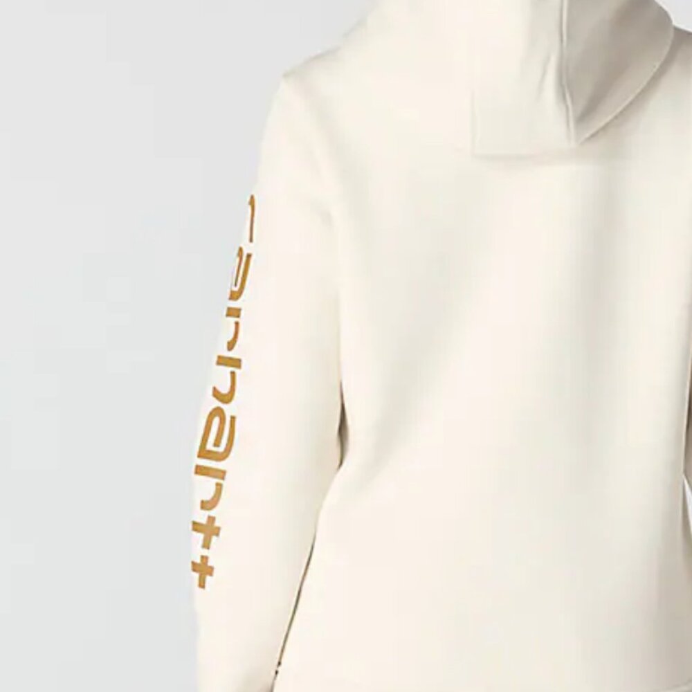 NWT Carhartt Women's Relaxed Fit Midweight Logo Sleeve Graphic Hoodie 2XL - Picture 2 of 5